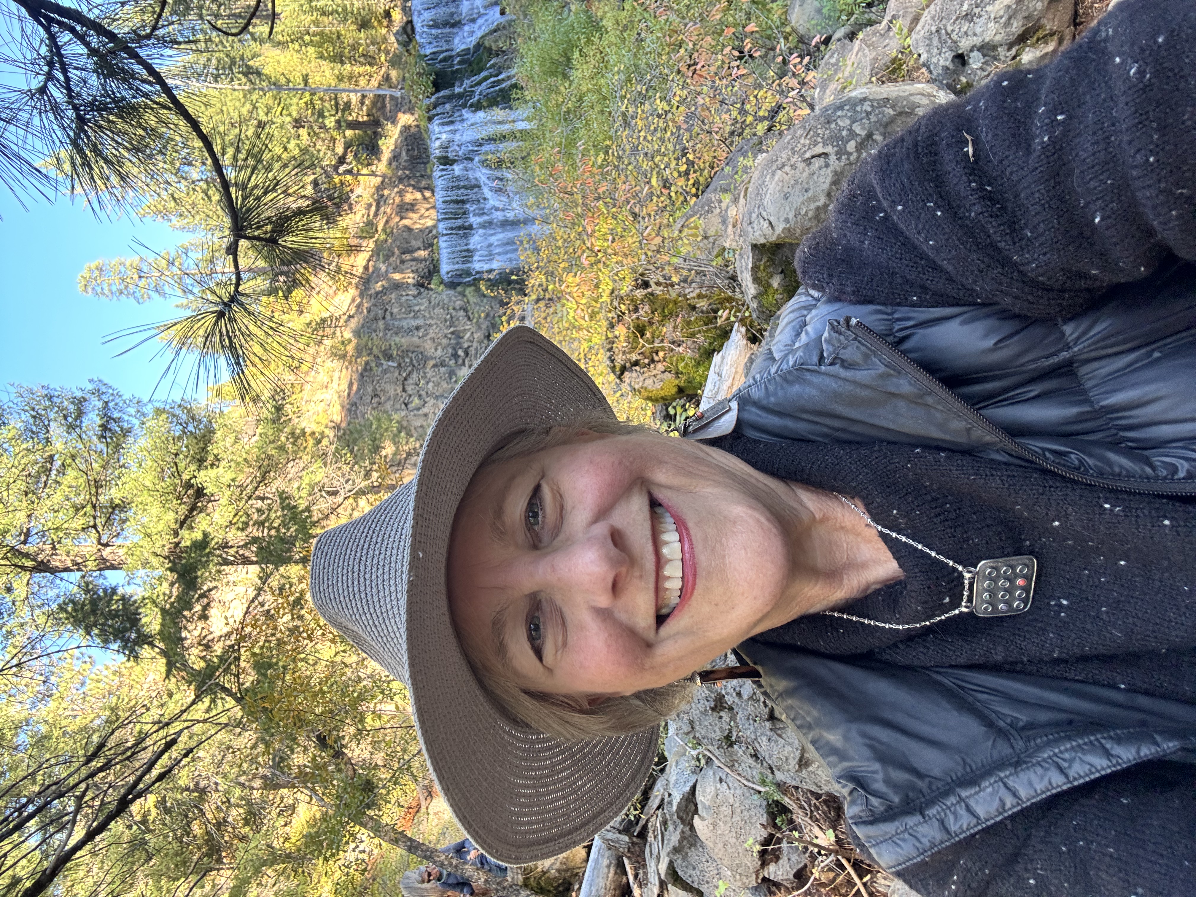 Illana Berger beside McCloud Falls